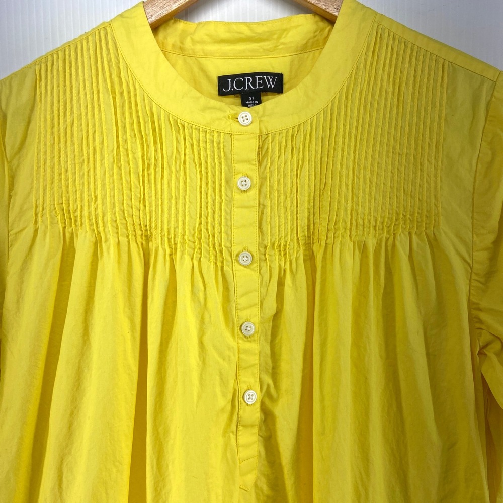 J Crew Short Sleeve Mini Dress Yellow Cotton Poplin Womens Small Tall - Picture 5 of 14